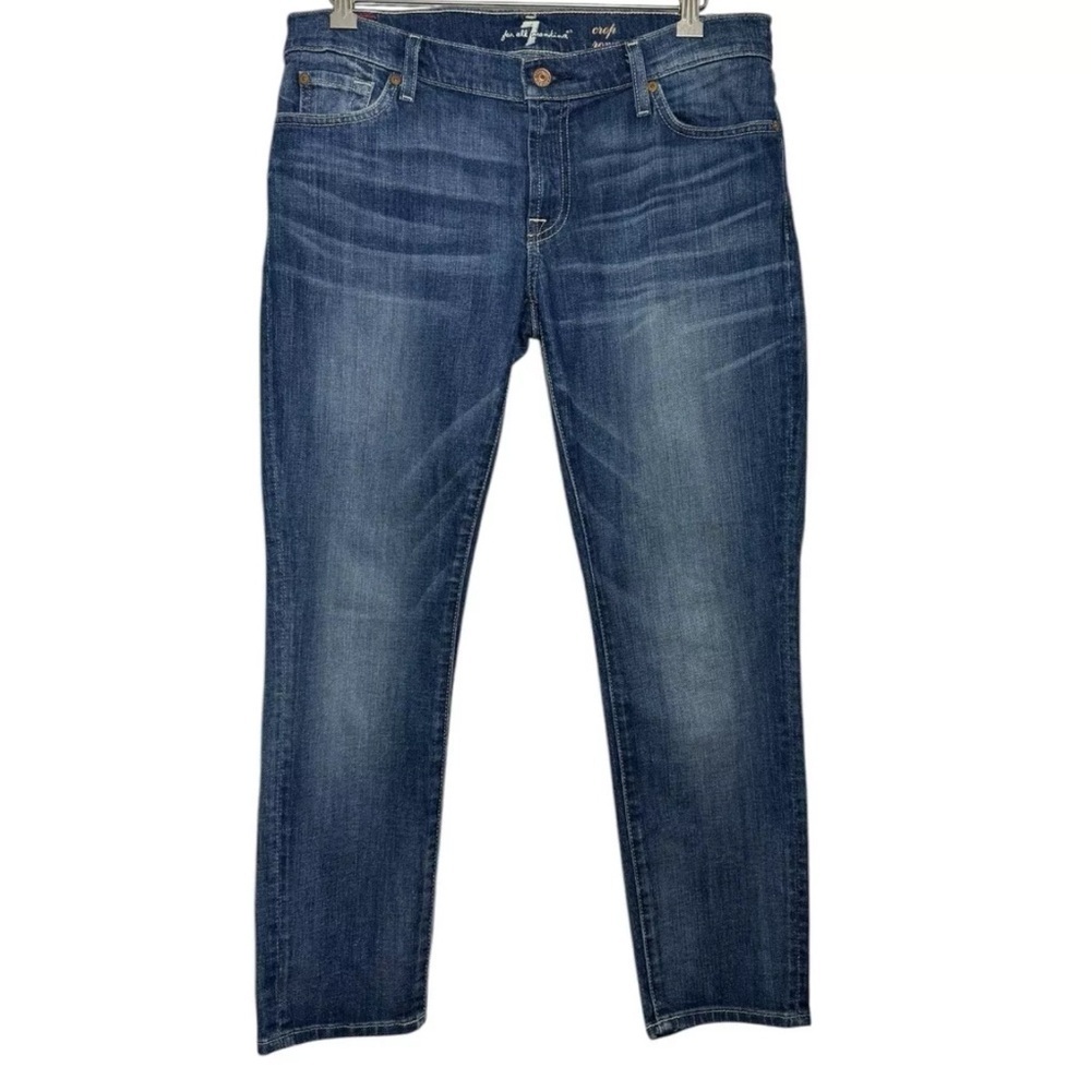 7 For All Mankind Jeans Womens 30 Roxanne Crop Straight Leg Dark Wash Blue